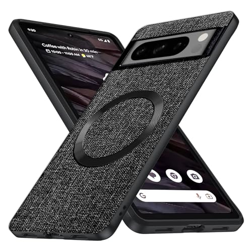 Galful Magnetische Handyhülle für Google Pixel 8 Pro 5G Hülle, Kompatibel mit MagSafe Stoff Schutzhülle Matte Weiches TPU Cover Anti-Fingerabdruck Kratzfeste Robust Case für Pixel 8 Pro-Schwarz von Galful
