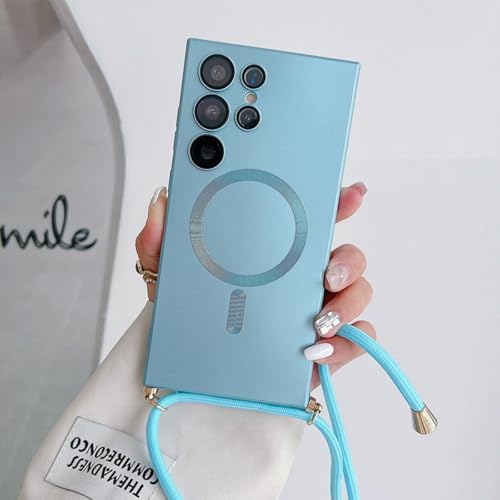 Galful Magnetische Handykette für Samsung Galaxy S21 Hülle mit Band Kompatibel mit MagSafe Handyhülle S21 Silikon Schutzhülle Abnehmbar Kordel Cover zum Umhängen Necklace Case-Blau Galful Magnetische Handykette für Samsung Galaxy S21 Hülle mit Band Kompatibel mit MagSafe Handyhülle S21 Silikon Schutzhülle Abnehmbar Kordel Cover zum Umhängen Necklace Case-Blau von Galful