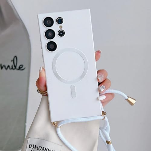 Galful Magnetische Handykette für Samsung Galaxy S23 Hülle mit Band Kompatibel mit MagSafe Handyhülle S23 Silikon Schutzhülle Abnehmbar Kordel Cover zum Umhängen Necklace Case-Weiß Galful Magnetische Handykette für Samsung Galaxy S23 Hülle mit Band Kompatibel mit MagSafe Handyhülle S23 Silikon Schutzhülle Abnehmbar Kordel Cover zum Umhängen Necklace Case-Weiß von Galful