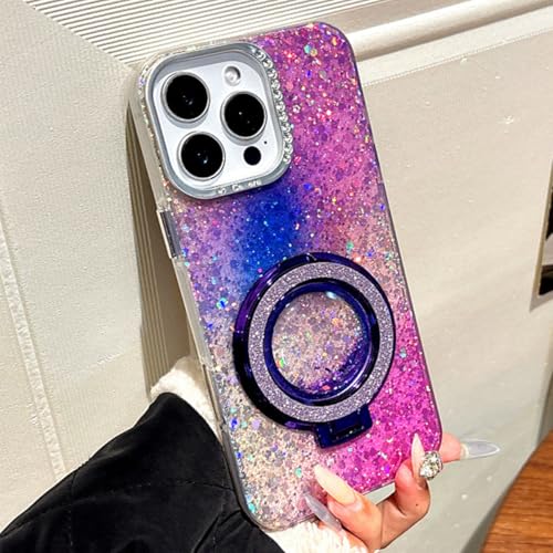Galful Magnetische für iPhone 14 Pro Max Hülle mit Ständer Glitzer Treibsand Handyhülle Diamant Quicksand Schutzhülle mit Make-up Spiegel Ring Halter Transparent Soft TPU Silikon Case Cover-Lila Galful Magnetische für iPhone 14 Pro Max Hülle mit Ständer Glitzer Treibsand Handyhülle Diamant Quicksand Schutzhülle mit Make-up Spiegel Ring Halter Transparent Soft TPU Silikon Case Cover-Lila von Galful