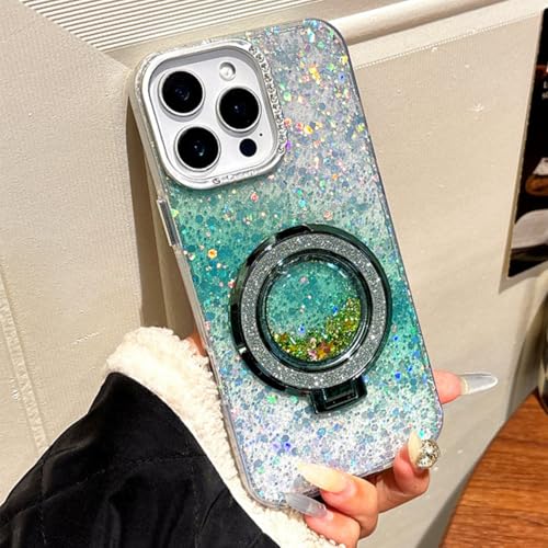 Galful Magnetische für iPhone 15 Pro Max Hülle mit Ständer Glitzer Treibsand Handyhülle Diamant Quicksand Schutzhülle mit Make-up Spiegel Ring Halter Transparent Soft TPU Silikon Case Cover-Grün Galful Magnetische für iPhone 15 Pro Max Hülle mit Ständer Glitzer Treibsand Handyhülle Diamant Quicksand Schutzhülle mit Make-up Spiegel Ring Halter Transparent Soft TPU Silikon Case Cover-Grün von Galful