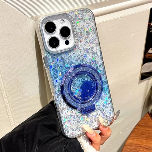 Galful Magnetische für iPhone 16 Pro Hülle mit Ständer Glitzer Treibsand Handyhülle Diamant Quicksand Schutzhülle mit Make-up Spiegel Ring Halter Transparent Soft TPU Silikon Case Cover-Blau Galful Magnetische für iPhone 16 Pro Hülle mit Ständer Glitzer Treibsand Handyhülle Diamant Quicksand Schutzhülle mit Make-up Spiegel Ring Halter Transparent Soft TPU Silikon Case Cover-Blau von Galful
