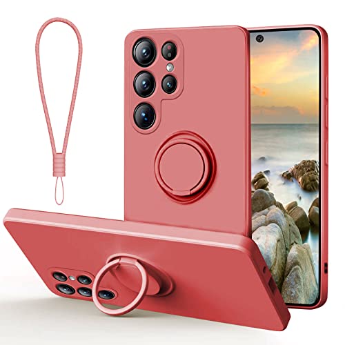 Galful Samsung Galaxy S22 Ultra Silikon Hülle 6.8", Slim Hanyhülle mit Band Weich Schutzhülle Stoßfest Kratzfeste Ring Case 360 Grad Halter Ständer Magnetische Autohalterung innem Microfaser Weinrot Galful Samsung Galaxy S22 Ultra Silikon Hülle 6.8", Slim Hanyhülle mit Band Weich Schutzhülle Stoßfest Kratzfeste Ring Case 360 Grad Halter Ständer Magnetische Autohalterung innem Microfaser Weinrot von Galful