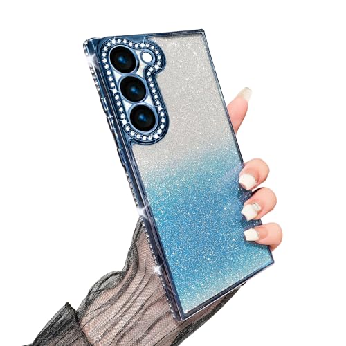 Galful Samsung Galaxy S23 Hülle Glitzer Handyhülle Samsung S23 6.1”,Ultradünn Bling Glitter Schutzhülle Transparent Silikon TPU Cover Niedliche Glitzernde Bumper Case für Frauen Mädchen-Blau von Galful