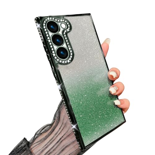 Galful Samsung Galaxy S23 Hülle Glitzer Handyhülle Samsung S23 6.1”,Ultradünn Bling Glitter Schutzhülle Transparent Silikon TPU Cover Niedliche Glitzernde Bumper Case für Frauen Mädchen-Grün von Galful