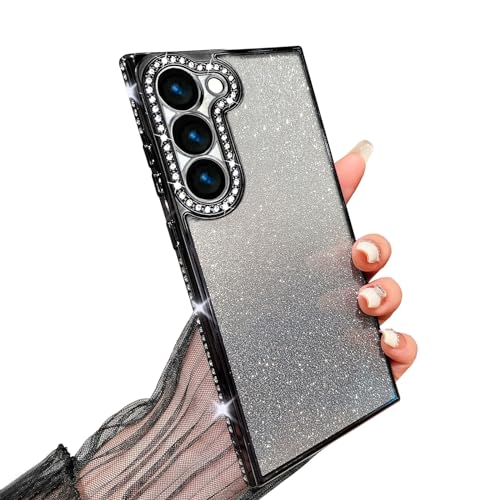 Galful Samsung Galaxy S23 Hülle Glitzer Handyhülle Samsung S23 6.1”,Ultradünn Bling Glitter Schutzhülle Transparent Silikon TPU Cover Niedliche Glitzernde Bumper Case für Frauen Mädchen-Schwarz von Galful