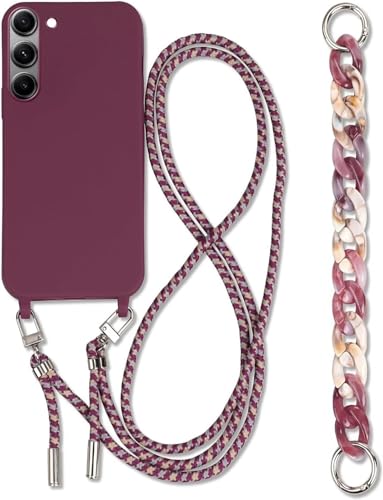 Galful Samsung Galaxy S25 Plus Hülle mit Band,Handykette Handyhülle Samsung S24 Plus mit Armband,Necklace Case mit Kordel Nylon Schultergurt Silikon Schutzhülle zum Umhängen Case Cover-Tiefrot Galful Samsung Galaxy S25 Plus Hülle mit Band,Handykette Handyhülle Samsung S24 Plus mit Armband,Necklace Case mit Kordel Nylon Schultergurt Silikon Schutzhülle zum Umhängen Case Cover-Tiefrot von Galful