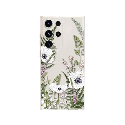 Galful Transparent HandyHülle Samsung Galaxy S24 Ultra Hülle Blumen,Ultra Dünn Silikonhülle Weich TPU schlanke Schutzhülle Klar Durchsichtige Blumenmuster Slim Case Cover für Frauen Mädchen-Muster 3 von Galful