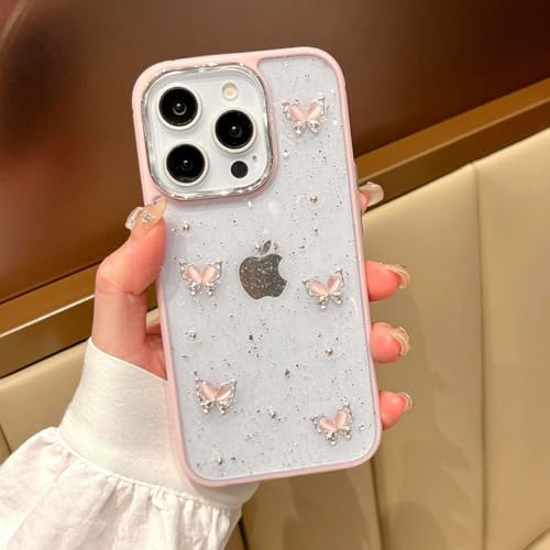 Galful Transparent Hülle für iPhone 15 Pro Silikon Case Dünne Glitzer Handyhülle iPhone 15 Pro Schutzhülle Sparkle Diamond 3D Schmetterling Kratzfest Stoßfest Case Durchsichtig Cover-Rosa Galful Transparent Hülle für iPhone 15 Pro Silikon Case Dünne Glitzer Handyhülle iPhone 15 Pro Schutzhülle Sparkle Diamond 3D Schmetterling Kratzfest Stoßfest Case Durchsichtig Cover-Rosa von Galful