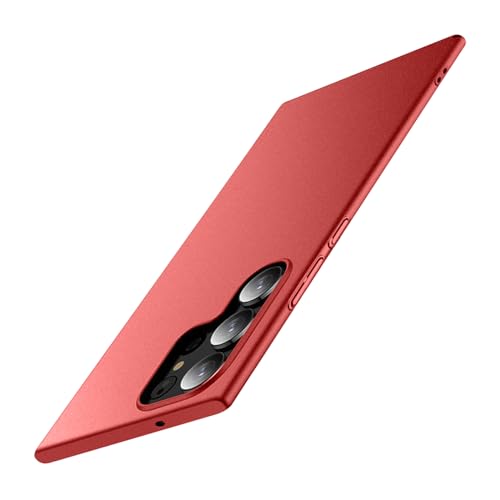 Galful Ultra Dünne Handyhülle für Samsung Galaxy S25 Ultra Hülle Matte Hart PC Hardcase Samsung Galaxy S25 Ultra Slim Case Ultraleicht Kratzfest Schutzhülle Mattierte Textur Bumper Cover-Rot von Galful