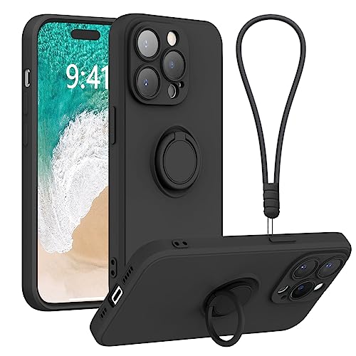 Galful iPhone 15 Pro Max Hülle Silikon mit Band,Slim Handyhülle mit Ständer Schutzhülle Magnetische Stoßfest Kratzfeste Slim Case 360 Grad Halter Ring Cover innem Microfaser-Schwarz Galful iPhone 15 Pro Max Hülle Silikon mit Band,Slim Handyhülle mit Ständer Schutzhülle Magnetische Stoßfest Kratzfeste Slim Case 360 Grad Halter Ring Cover innem Microfaser-Schwarz von Galful