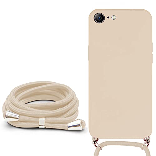 Galful iPhone SE 3 2022 Handykette Hülle, Silikon Necklace iPhone SE 2 2020 chutzhülle mit Kordel Anti-Scratch Handyhülle Handy Kette Stoßfest Case Cover für iPhone 8/7 Bumper Case Khaki von Galful