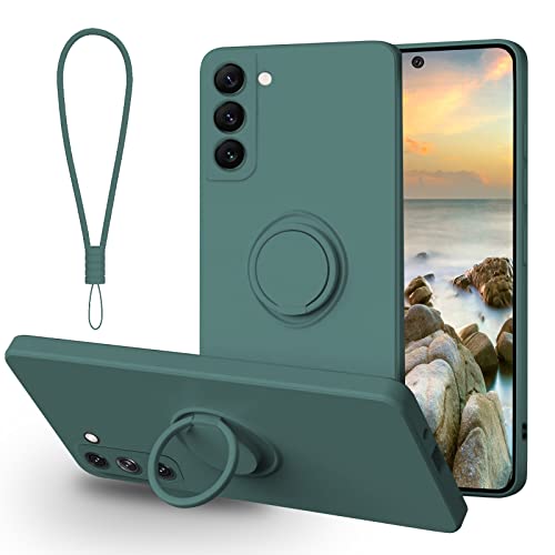 Samsung Galaxy S23 Plus Silikon Hülle mit Band 6.6", Ultra Dünn Hanyhülle mit Ring Weich Schutzhülle Stoßfest Case Cover mit 360 Halter Ständer Magnetische Autohalterung Armeegrün von Galful