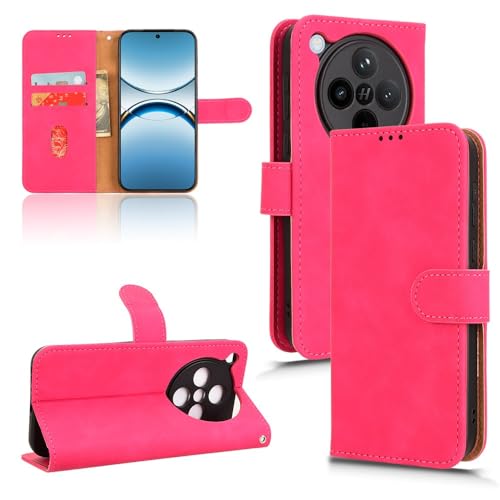 GaliJialiB Handyhülle Brieftaschen-Hülle kompatibel mit Oppo Find X8 Hülle mit Kartenhalter, Klapphülle aus PU-Leder, Handyhülle mit Handschlaufe, stoßfeste Schutzhülle Schutzhülle(Rose red) von GaliJialiB