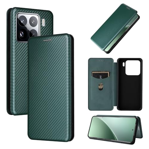 GaliJialiB Handyhülle Kompatibel mit Xiaomi 15 Hülle, schlanke Karbonfaser-Texturen + PC-Hybrid-Hülle, vollständiger Schutz, stoßfeste Klapphülle, kompatibel mit Xiaomi 15 Schutzhülle(Green) von GaliJialiB