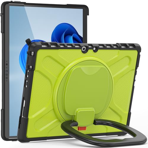 GaliJialiB Tablet PC Hülle Heavy Duty Shockproof Case Compatible with Microsoft Surface Pro 8 13 Inch - Rugged Kickstand Protective Case with Handle Stand Bumper Protective Cover Schutzhülle(Yellow) von GaliJialiB