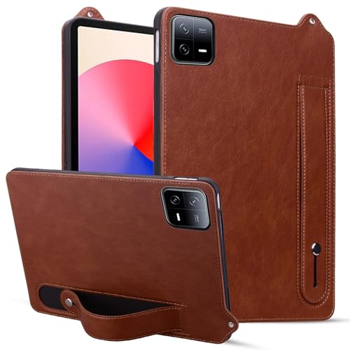 GaliJialiB Tablet PC Hülle Kompatibel mit Xiaomi Mi Pad 6/6 Pro 2023 11,2 Zoll stoßfester Ständer Handschlaufe Tablet-Hülle Leder TPU Tablet-Hülle Schutzhülle(Brown) von GaliJialiB
