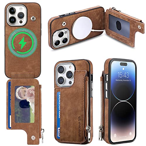Handyhülle Brieftaschen-Hülle, kompatibel mit iPhone 14 Pro Hülle 6,1 Zoll, Premium-PU-Leder-Brieftaschen-Handyhülle mit Kartenhalter, schützende, stoßfeste Abdeckung [unterstützt -Ladegerät] Schutzhü von GaliJialiB
