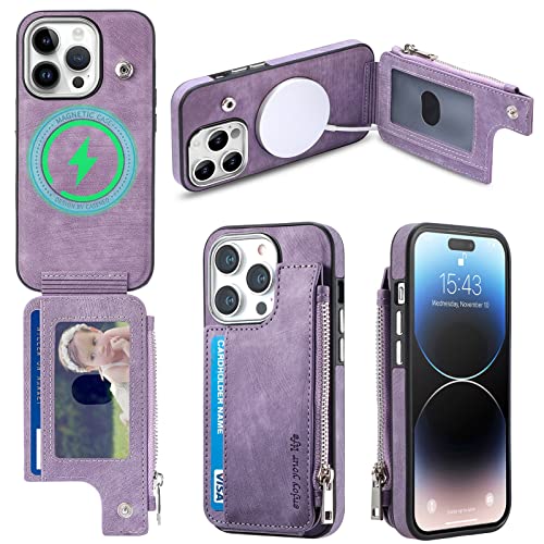 Handyhülle Brieftaschen-Hülle, kompatibel mit iPhone 14 Pro Hülle 6,1 Zoll, Premium-PU-Leder-Brieftaschen-Handyhülle mit Kartenhalter, schützende, stoßfeste Abdeckung [unterstützt -Ladegerät] Schutzhü von GaliJialiB