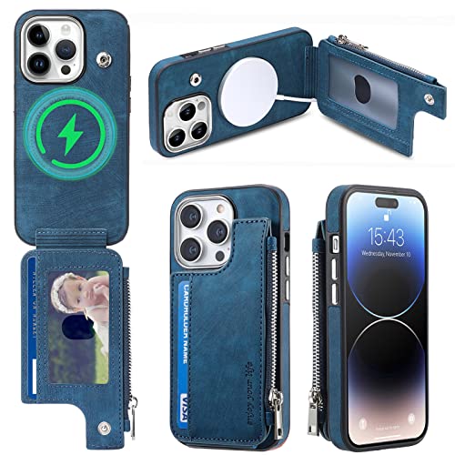 Handyhülle Brieftaschen-Hülle, kompatibel mit iPhone 14 Pro Hülle 6,1 Zoll, Premium-PU-Leder-Brieftaschen-Handyhülle mit Kartenhalter, schützende, stoßfeste Abdeckung [unterstützt -Ladegerät] Schutzhü von GaliJialiB