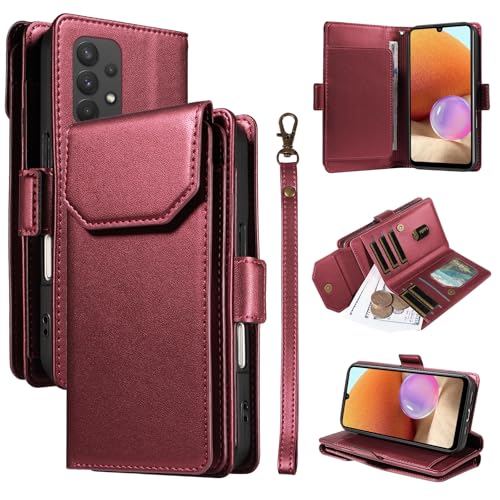 Handyhülle Compatible with Samsung Galaxy A32 4G Wallet Case with Card Holder for Women and Men, Fashion PU Leather Cover Side Buckle Hand Strap Wallet Phone Case Fit for Galaxy A32 4G 6.4" Schutzhüll Handyhülle Compatible with Samsung Galaxy A32 4G Wallet Case with Card Holder for Women and Men, Fashion PU Leather Cover Side Buckle Hand Strap Wallet Phone Case Fit for Galaxy A32 4G 6.4" Schutzhüll von GaliJialiB