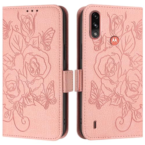 Handyhülle Kompatibel mit Motorola Moto E7 Power 2021 Hülle, Brieftaschen-Hülle, schlankes PU-Leder-Handy-Flip-Folio-Gehäuse, stoßfeste Schutzhülle mit Kartenhaltern + Handschlaufe Schutzhülle(Pink) Handyhülle Kompatibel mit Motorola Moto E7 Power 2021 Hülle, Brieftaschen-Hülle, schlankes PU-Leder-Handy-Flip-Folio-Gehäuse, stoßfeste Schutzhülle mit Kartenhaltern + Handschlaufe Schutzhülle(Pink) von GaliJialiB