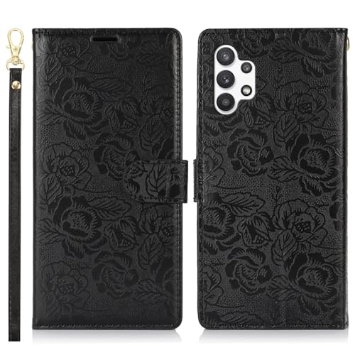 Handyhülle Kompatibel mit Samsung Galaxy A32 5G/M32 5G Brieftaschen-Hülle, PU-Leder, magnetisches Flip-Folio-Gehäuse mit Kartenhaltern, Ständer und Trageband, stoßfeste TPU-Innenschale Schutzhülle(Bla Handyhülle Kompatibel mit Samsung Galaxy A32 5G/M32 5G Brieftaschen-Hülle, PU-Leder, magnetisches Flip-Folio-Gehäuse mit Kartenhaltern, Ständer und Trageband, stoßfeste TPU-Innenschale Schutzhülle(Bla von GaliJialiB