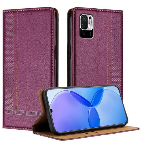 Handyhülle Kompatibel mit Xiaomi Redmi Note 10 5G/Note 10T 5G/POCO M3 Pro Hülle, Brieftasche, PU-Leder, Flip-Folio-Hülle mit Kartenhalter, Klapphülle, Ständer, [stoßfeste TPU-Innenschale], ultradünne, von GaliJialiB