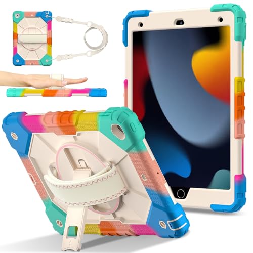 Robuste Schutzhülle für iPad 9. / 8. / 7. Generation 2021 / 2020 / 2019, robuste Schutzhülle mit verstellbarem Ständer und Schultergurt, mit Handgelenkschlaufe, kinderfreundlich, T Robuste Schutzhülle für iPad 9. / 8. / 7. Generation 2021 / 2020 / 2019, robuste Schutzhülle mit verstellbarem Ständer und Schultergurt, mit Handgelenkschlaufe, kinderfreundlich, T von GaliJialiB