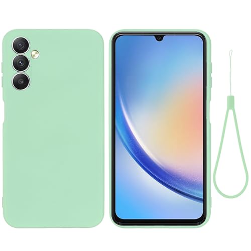 Schutzhülle für Samsung Galaxy M34 5G, kratzfest, dünn, dünn, Flüssigsilikon, weiches TPU-Gummi, vollständiger Kameraschutz, reine Farbe, einfache Abdeckung, mit Handgelenkband, Schutzhülle (Gr Schutzhülle für Samsung Galaxy M34 5G, kratzfest, dünn, dünn, Flüssigsilikon, weiches TPU-Gummi, vollständiger Kameraschutz, reine Farbe, einfache Abdeckung, mit Handgelenkband, Schutzhülle (Gr von GaliJialiB