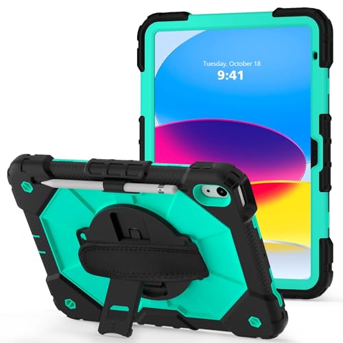 Tablet-PC-Hülle, kompatibel mit iPad 10. Generation Hülle 2022, 11 Zoll Hülle, vollständige, stoßfeste Hülle, 360 Grad drehbar, Multifunktions-Griffhalterung + Schultergurt, Schutzhülle (Schwarz + Tablet-PC-Hülle, kompatibel mit iPad 10. Generation Hülle 2022, 11 Zoll Hülle, vollständige, stoßfeste Hülle, 360 Grad drehbar, Multifunktions-Griffhalterung + Schultergurt, Schutzhülle (Schwarz + von GaliJialiB