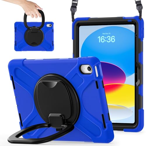 Tablet PC Hülle Hülle kompatibel mit iPad (A16) 11. Generation 11 Zoll (2025), stoßfeste, robuste Abdeckung mit 360° drehbarem Ständer, robuste Tablet-Hülle mit Hand-/Schultergurt Schutzhülle(Blue) von GaliJialiB