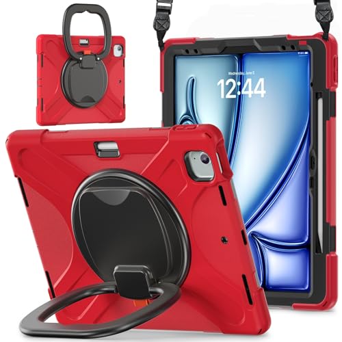 Tablet PC Hülle Hülle kompatibel mit iPad Air 13 Zoll (M3) 2025/kompatibel mit iPad Air 13 Zoll (M2) 2024, stoßfeste, robuste Abdeckung mit 360° drehbarem Ständer, robuste Tablet-Hülle mit Hand-/Schul von GaliJialiB