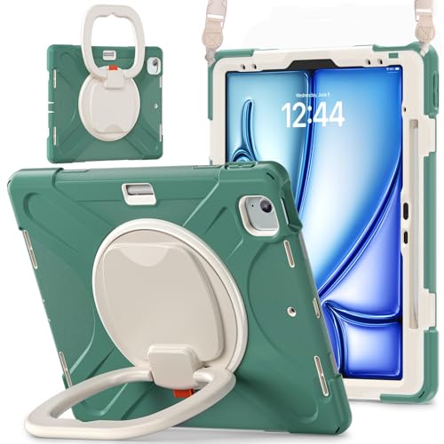 Tablet PC Hülle Hülle kompatibel mit iPad Air 13 Zoll M3 2025/Air 13 Zoll M2 2024, robuste, stoßfeste TPU-Kinderhülle, 360 Grad drehbare Multifunktions-Griffhalterung + robuste Abdeckung mit Schulterg Tablet PC Hülle Hülle kompatibel mit iPad Air 13 Zoll M3 2025/Air 13 Zoll M2 2024, robuste, stoßfeste TPU-Kinderhülle, 360 Grad drehbare Multifunktions-Griffhalterung + robuste Abdeckung mit Schulterg von GaliJialiB