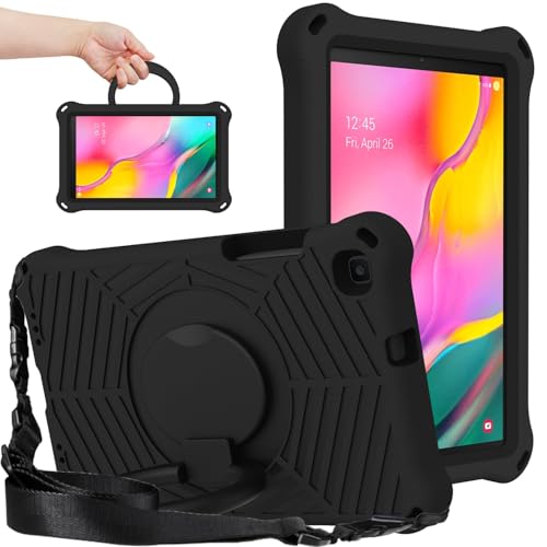 Tablet PC Hülle Kompatibel mit Samsung Galaxy Tab A 8,0 Zoll 2019 Hülle SM-T290, SM-T295 Hülle, Anti-Fingerabdruck, leichte, stoßfeste Schutzhülle, Griff, Ständer/Schultergurt Schutzhülle(Black) von GaliJialiB