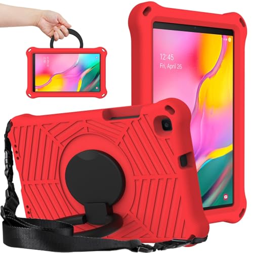 Tablet PC Hülle Kompatibel mit Samsung Galaxy Tab A 8,0 Zoll 2019 Hülle SM-T290, SM-T295 Hülle, Anti-Fingerabdruck, leichte, stoßfeste Schutzhülle, Griff, Ständer/Schultergurt Schutzhülle(Red) von GaliJialiB