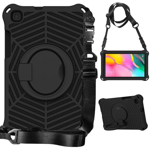Tablet PC Hülle Kompatibel mit Samsung Galaxy Tab A 8.0 2019 Modell SM-T290/T295 Hülle, Anti-Fingerabdruck-Hülle, leichte, stoßfeste Schutzhülle mit Griff, Ständer/Schultergurt Schutzhülle(Black) von GaliJialiB