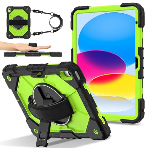 Tablet PC Hülle Kompatibel mit iPad (A16) 11. Generation 2025, stoßfeste Hülle, Hybrid-Silikon-PC-Abdeckung mit 360° drehbarem Ständer, kratzfester Silikon-PC-Panzerung, verstellbaren Schulter-/Handge von GaliJialiB