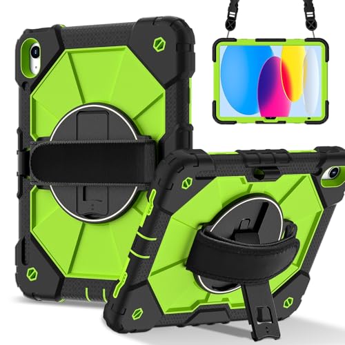 Tablet PC Hülle Kompatibel mit iPad 10. Generation Hülle 10,9 Zoll 2022, stoßfeste Hülle, Hybrid-Silikon-PC-Abdeckung mit 360° drehbarem Ständer, kratzfester Silikon-PC-Panzerung, verstellbaren Schult von GaliJialiB