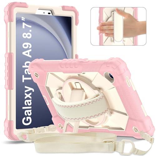 Tablet-Schutzhülle kompatibel mit Samsung Galaxy Tab A9 22,1 cm (8,7 Zoll) 2023 SM-X110/X115, stoßfest, Kinderhülle, Ständer, Ständer, 360 Grad drehbare Handschlaufe, Standhalterung, robuste von GaliJialiB