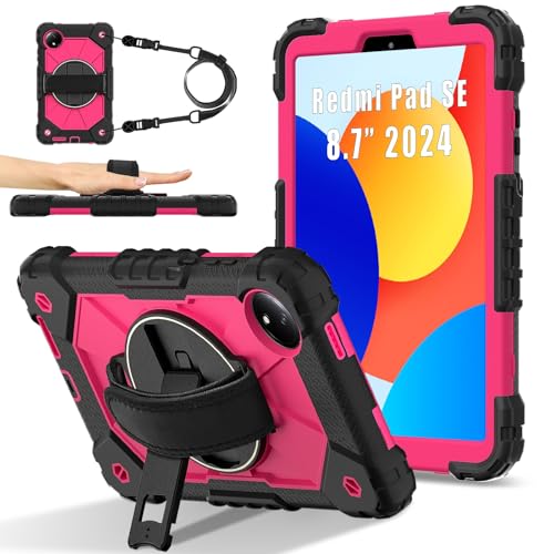 Tablet-Schutzhülle kompatibel mit Xiaomi Redmi Pad SE 22,1 cm (8,7 Zoll), Tablet-Hülle, vollständiger Schutz, stoßfest, Grad drehbar, Multifunktions-Griffhalterung + Schultergurt, Schutz Ca von GaliJialiB