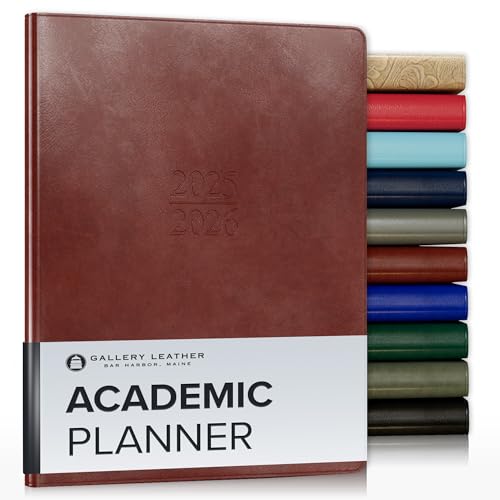 Gallery Leather Akademischer Planer 2026, Lehrer und Schüler, Wochenplaner Monatsplaner, elegant gebundener Kalender mit vergoldeten Seitenrändern, 18 Monate, Acadia Tan, 22,9 x 17,8 cm von Gallery Leather