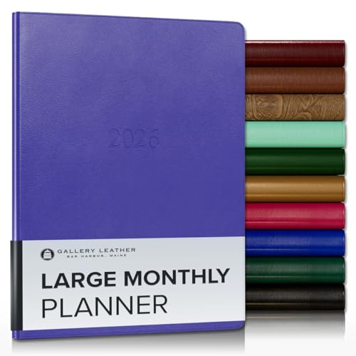 Gallery Leather Großer Monatsplaner 2026, elegant gebundener Kalenderplaner und Notizbuch mit stilvollen goldvergoldeten Seitenrändern, 18 Monate - Karibik-Hibiskus - 24,8 x 19,1 cm von Gallery Leather
