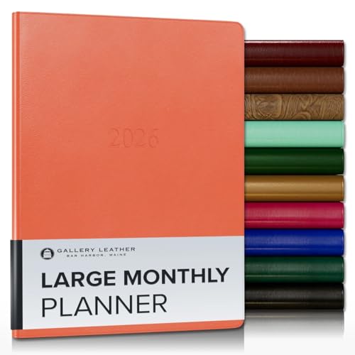 Gallery Leather Großer Monatsplaner 2026, elegant gebundener Kalenderplaner und Notizbuch mit stilvollen goldvergoldeten Seitenrändern, 18 Monate - Karibik Sonnenuntergang - 24,8 x 19,1 cm von Gallery Leather