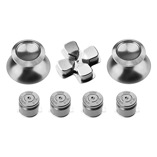 Gam3Gear Controller-Ersatz-Kit mit Tasten, Steuerkreuz und Analogsticks in Chrome-Silber aus Aluminiumlegierung für Ihren PS4 Controller. von Gam3Gear