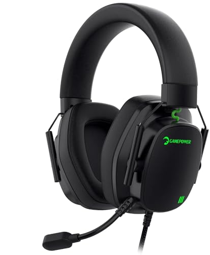 GAMEPOWER Kai X Gaming Headset mit Mikrofon, für PS4 PS5 One PC Switch Kompatibel, kabelgebundene Kopfhörer, 50mm Lautsprecher, Magnetic Soft PU und Cooling Pad, 3,5 mm Klinke von Game Power
