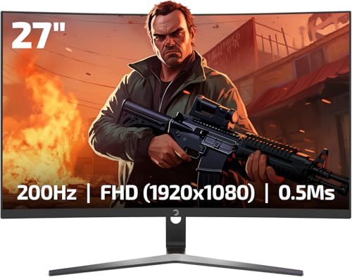 GAMEPOWER Vivid T50 Curved Gaming Monitor – 27 Zoll 180Hz Full HD 1080P VA-Gebogen-Display, 0,5ms HDR, Rahmenloser PC-Bildschirm mit FreeSync & G-Sync, 125% sRGB, Integrierte Lautsprecher GAMEPOWER Vivid T50 Curved Gaming Monitor – 27 Zoll 180Hz Full HD 1080P VA-Gebogen-Display, 0,5ms HDR, Rahmenloser PC-Bildschirm mit FreeSync & G-Sync, 125% sRGB, Integrierte Lautsprecher von Game Power