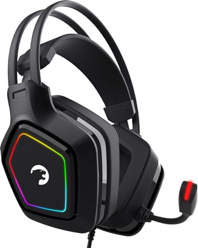 Gamepower Mihawk Gaming Headset, 7.1 Surround RGB, Wired Headphones with 50MM Drivers, Noise Cancelling Mic for PC, PS4, PS5 - Ideal for Gamers, Black Head Set schwarz von Game Power