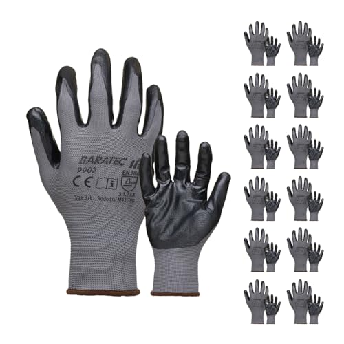 Game 12 Baratec Schutzhandschuhe aus Nitril, beschichtet, mit Elactic Wrist von Game