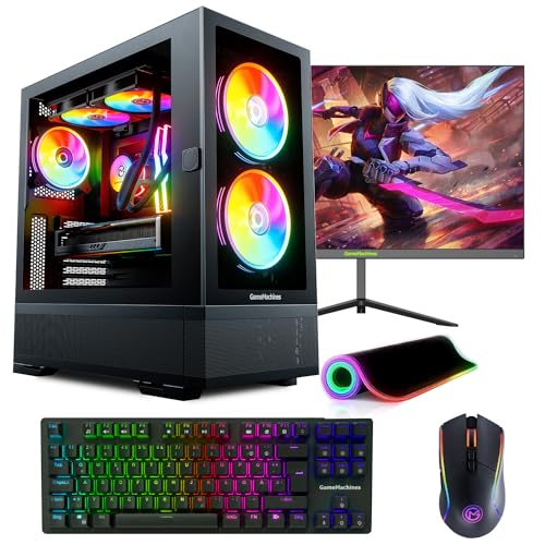 GameMachines Element Komplett Set - Gaming PC - Wasserkühlung - AMD Ryzen 7 5700X - GeForce RTX 4060-1TB SSD - 32GB RGB DDR4 - WLAN - Tastatur - Maus - Mauspad - 24 Zoll 165Hz Monitor - Win 11 von GameMachines